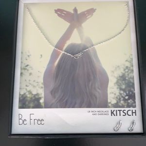 Feather Necklace and Earring Set